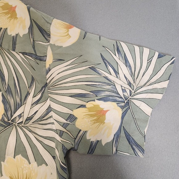 Workers for Freedom Men's Shirt 2XL Blue 100% Silk Shirt Floral Hawaiian - Picture 12 of 15